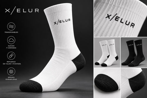 Calcetines altos X/ELUR blanco y negro, pack de 3