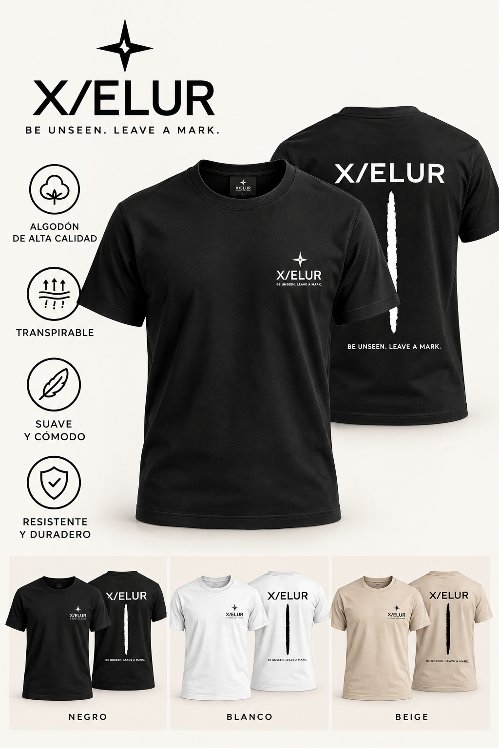 Camiseta oversize X/ELUR Línea con marca vertical en la espalda