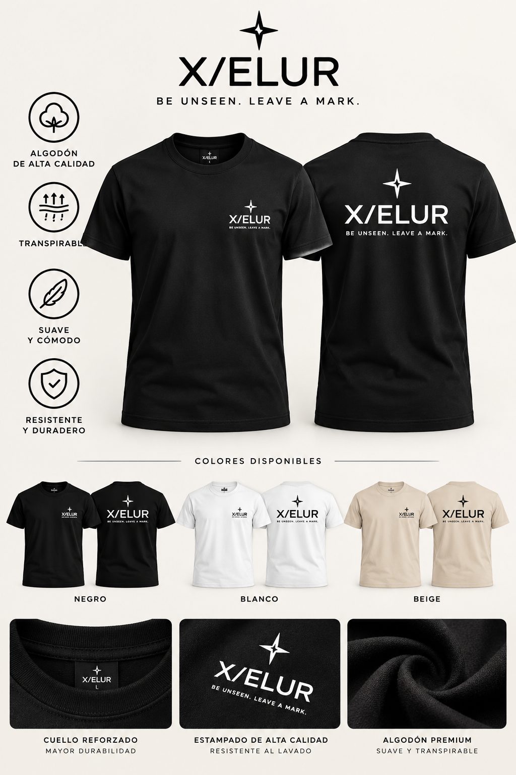 Camiseta oversize X/ELUR Signature con logo en el pecho y marca en la espalda