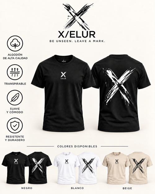Camiseta oversize X/ELUR Big X con X pintada a mano en la espalda